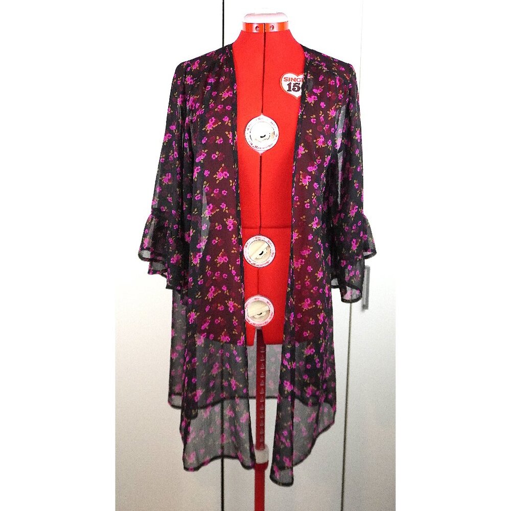Express Semi-Sheer Floral Kimono Robe